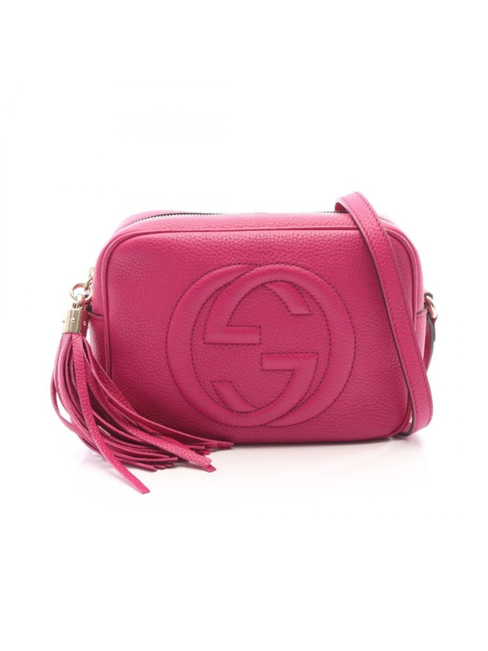 Gucci Shoulder Bag Soho Disco Interlocking G Magenta Leather Small